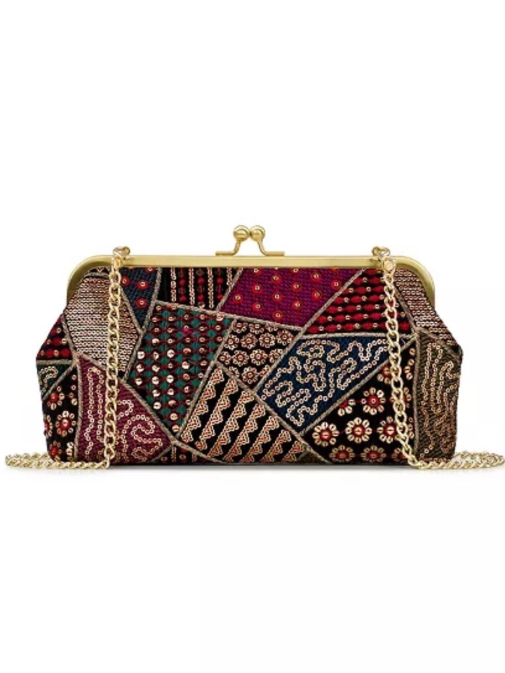 Patricia Nash Velvet Patchwork Potenaz Kisslock Frame Handbag
